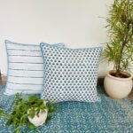 Neel- Hand Block Printed Blue Cotton Pillowcase