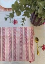 Autumn Rose- Hand Block Printed Pink Cotton Placemats (Set of 4,6) - Image 5