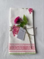 Autumn Rose - Hand Block Printed Pink Cotton Napkins (Set of 4,6) - Image 5