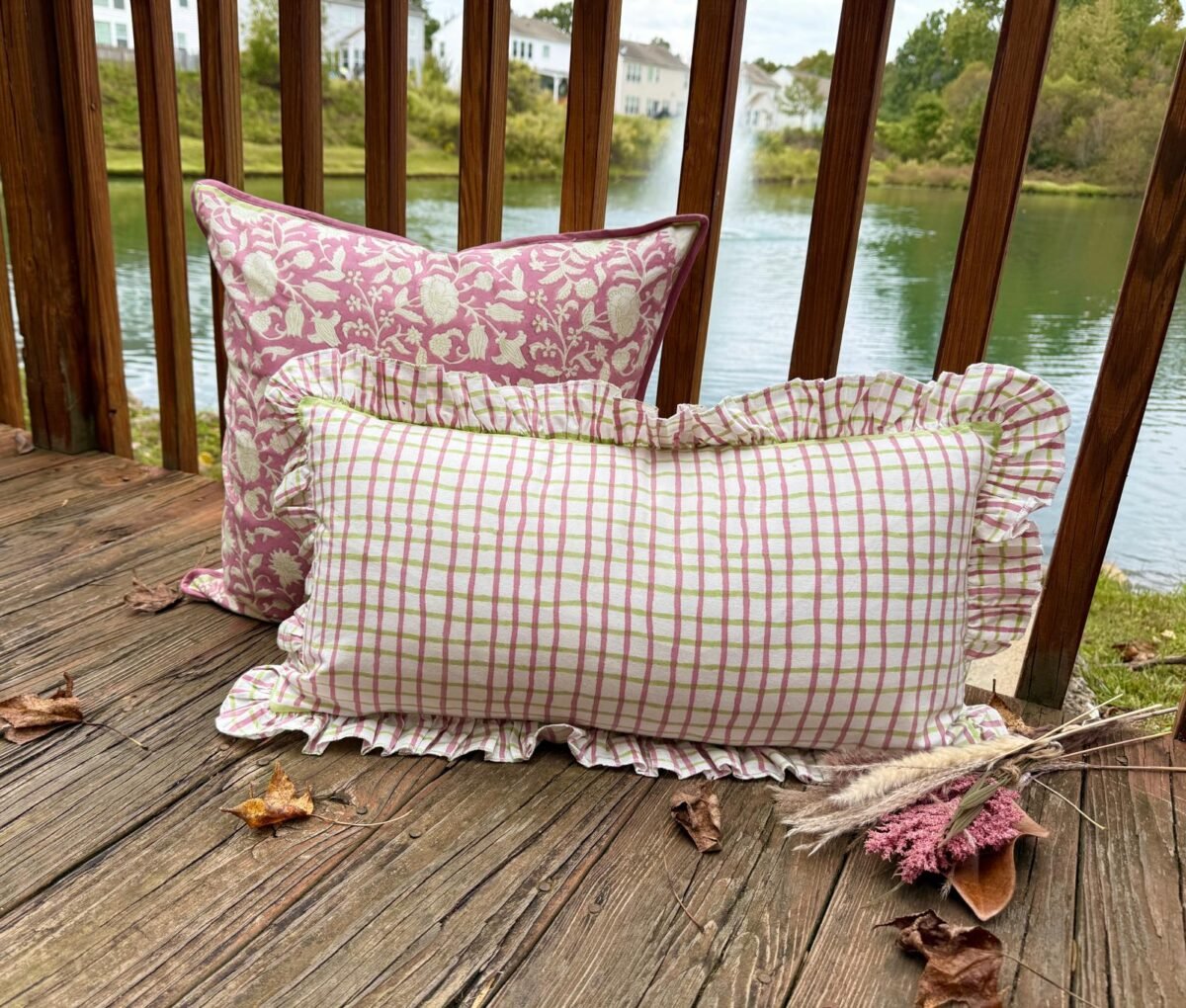Varnika- Hand Block Printed Mauve Cotton Pillowcase - Image 7