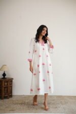 A Thousand Roses- Hand Block Printed Pink Cotton Dress