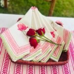 Autumn Rose - Hand Block Printed Pink Cotton Napkins (Set of 4,6) - Image 4