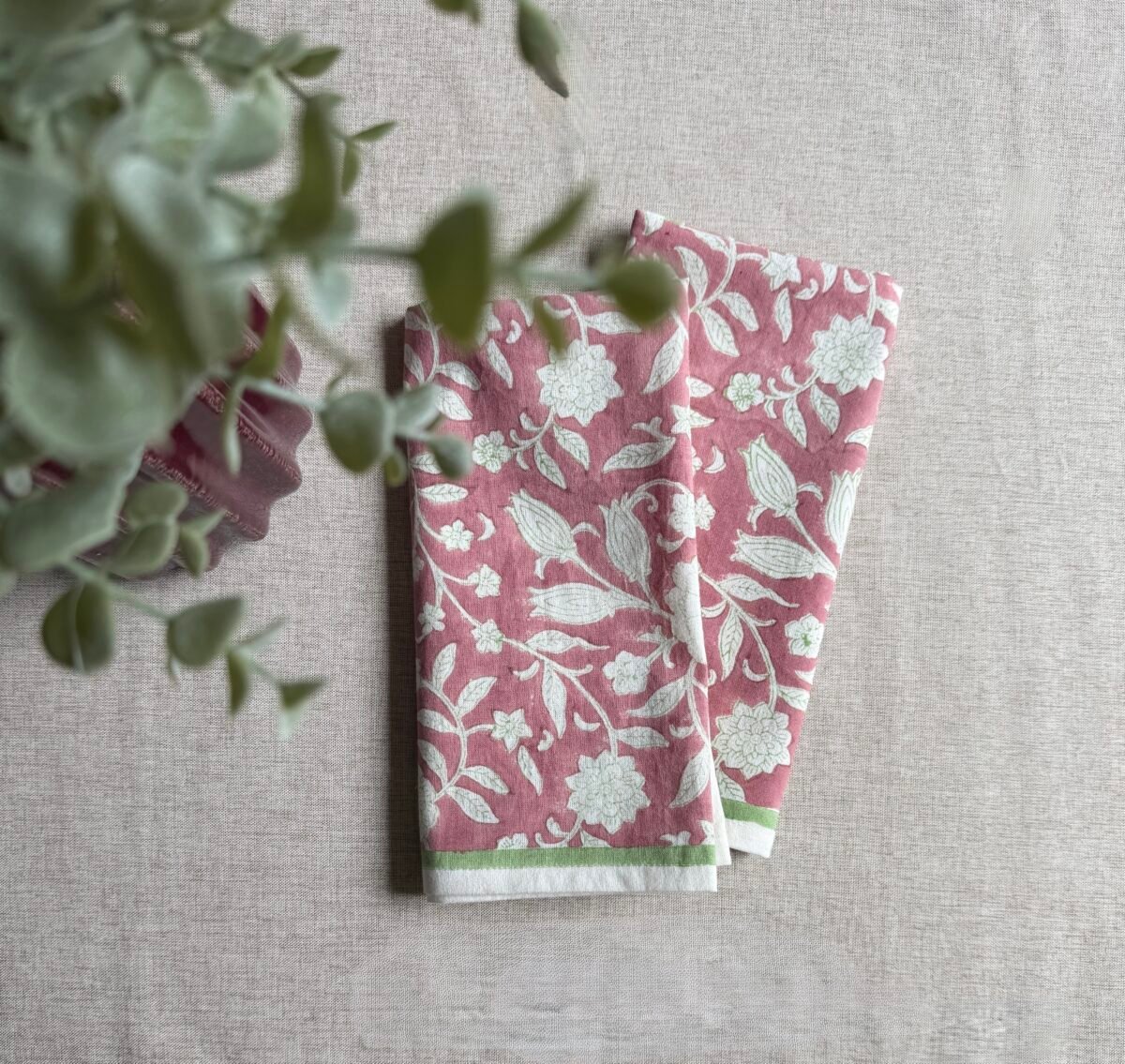 Varnika- Hand Block Printed Mauve Cotton Napkins (Set of 4,6) - Image 6