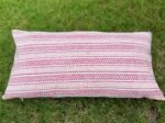 Autumn Rose- Hand Block Printed Pink Cotton Lumbar Pillowcase - Image 4