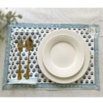 Neel- Hand Block Printed Blue Cotton Placemats (Set of 4,6) - Image 7