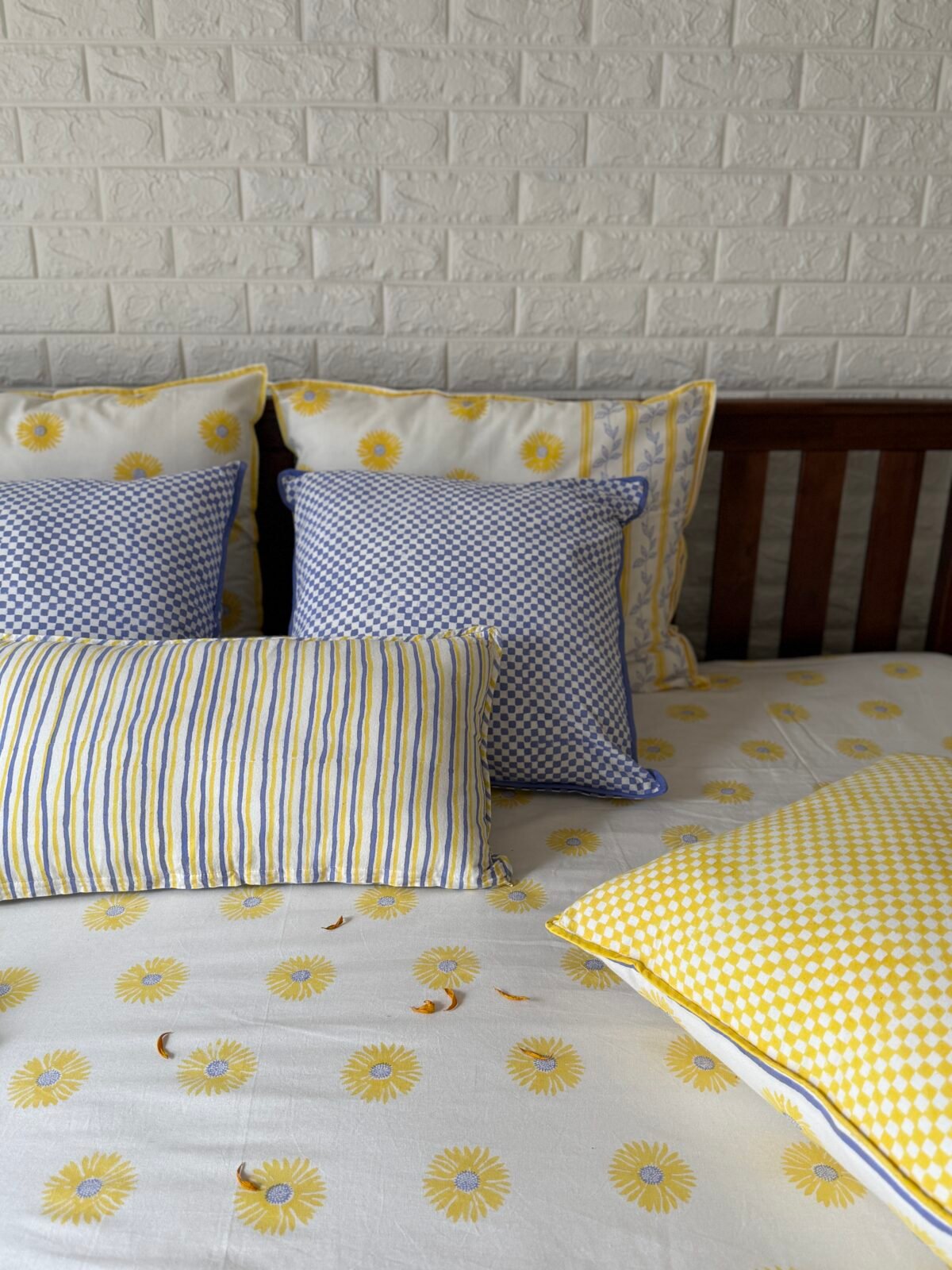 Kiran- Hand Block Printed Purple Checks Cotton Pillowcase - Image 7