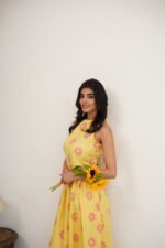 Golden Sunflower- Hand Block Printed Yellow Halter Dress - Image 6