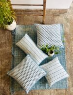 Neel- Hand Block Printed Blue Cotton Lumbar Pillowcase - Image 4