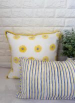 Kiran- Hand Block Print Sunflower Cotton Lumbar Pillowcase - Image 4