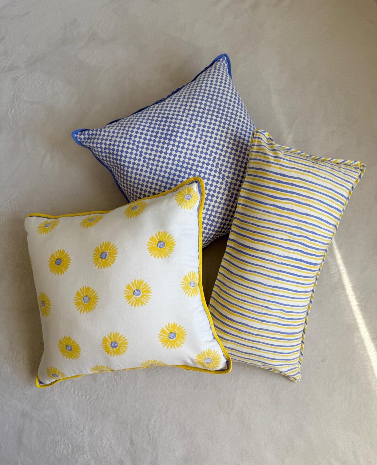 Kiran- Hand Block Print Sunflower Cotton Lumbar Pillowcase - Image 6