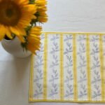 Kiran- Hand Block Printed Sunflower Yellow Cotton Placemats (Set of 4,6)