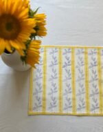 Kiran- Hand Block Printed Sunflower Yellow Cotton Placemats (Set of 4,6)