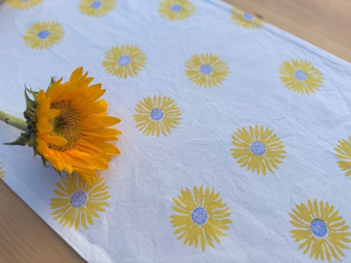Kiran- Hand Block Printed Sunflower Table Runner - Image 5