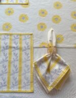 Kiran- Hand Block Printed Sunflower Yellow Cotton Placemats (Set of 4,6) - Image 7