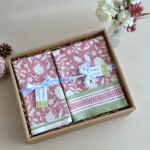 Varnika-Hand Block Print Table Runner and Napkin Set, Mauve and Green