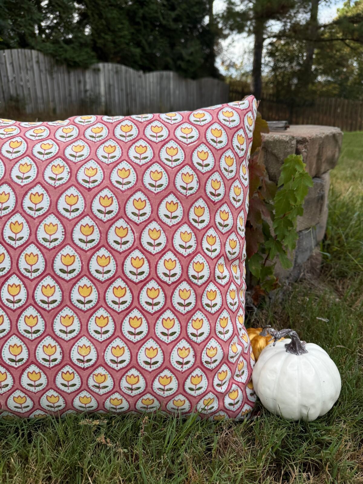 Saanjh-Hand Block Printed Fall Tulip Pillowcase - Image 2