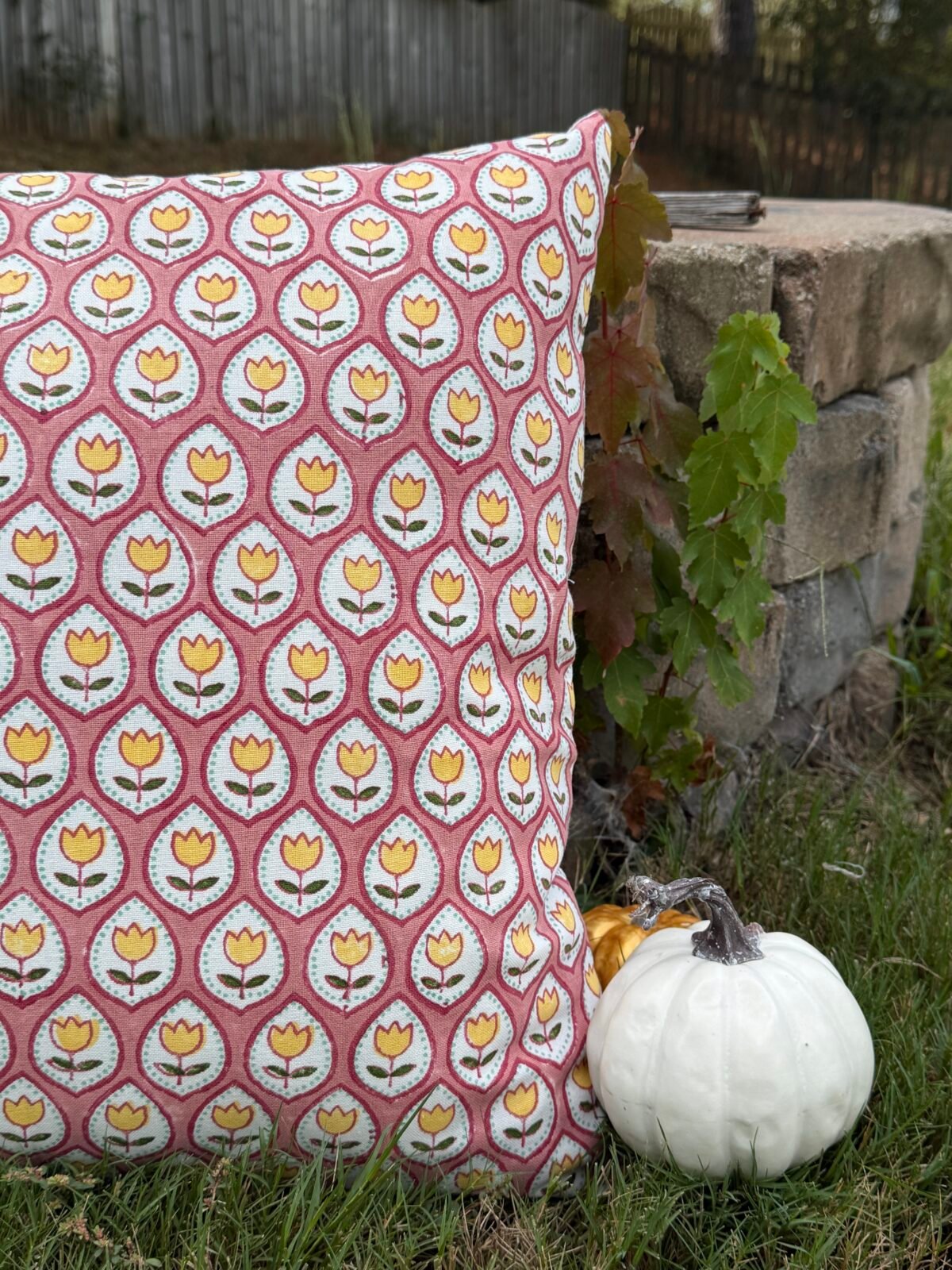Saanjh-Hand Block Printed Fall Tulip Pillowcase - Image 4