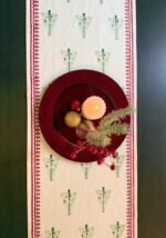 Jingle – Hand Block Printed Table Runner & Napkin Gift Set, Red and Green - Image 8
