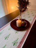 Jingle – Hand Block Printed Table Runner & Napkin Gift Set, Red and Green - Image 7
