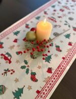 Jingle - Hand Block Printed Christmas Element Table Runner