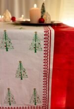 Jingle – Hand Block Printed Table Runner & Napkin Gift Set, Red and Green - Image 5