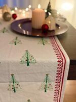 Jingle – Hand Block Printed Table Runner & Napkin Gift Set, Red and Green - Image 6