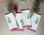 Jingle – Hand Block Printed Table Runner & Napkin Gift Set, Red and Green - Image 4
