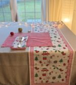 Jingle - Hand Block Printed Christmas Element Table Runner - Image 8