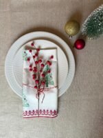 Jingle – Hand Block Printed Table Runner & Napkin Gift Set, Red and Green - Image 3