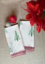 Jingle – Hand Block Printed Table Runner & Napkin Gift Set, Red and Green - Image 2