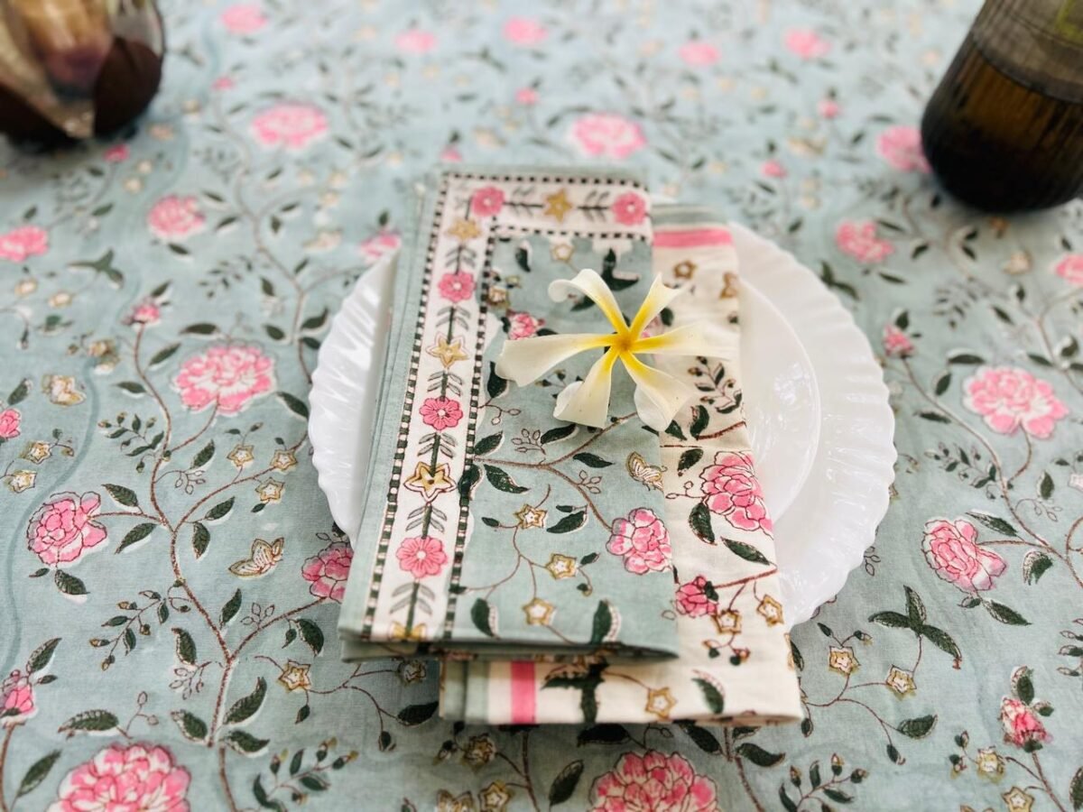 Reva-Hand Block Print Table cloth and Napkins set - Image 5